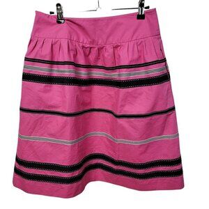 Worth Skirt Women's Size 6 Knee Length High Rise A-Line Pink Striped 100% Cotton